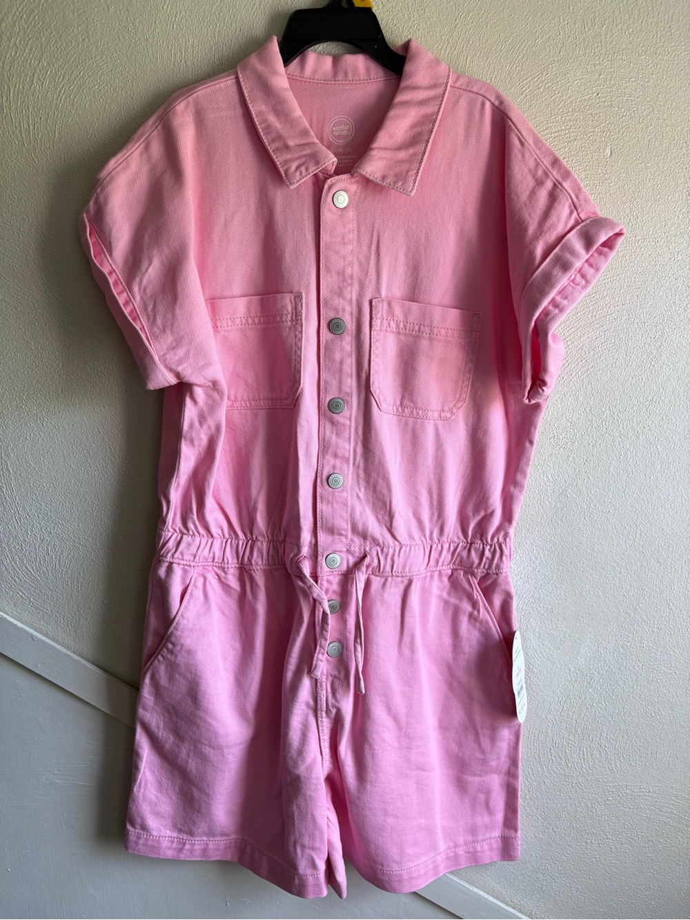 wonder nation Pink Button-Front Short Sleeve Romper